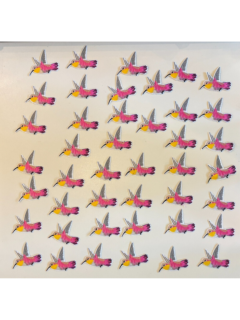Lot of 43 Hummingbird Embroidered Applique Patches Pink Yellow Iron On Sew On